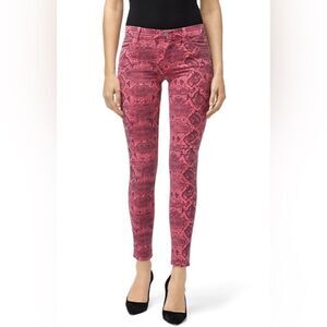J Brand 620 Mid Rise Super Skinny Neon Pink Boa Print Size 26